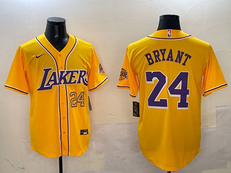Men Los Angeles Lakers #24 Bryant Yellow Joint Name Nike 2025 NBA Jersey style 7->->NBA Jersey